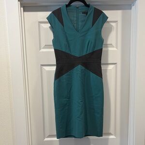 ANTONIO MELANI Teal and Gray Midi Dress